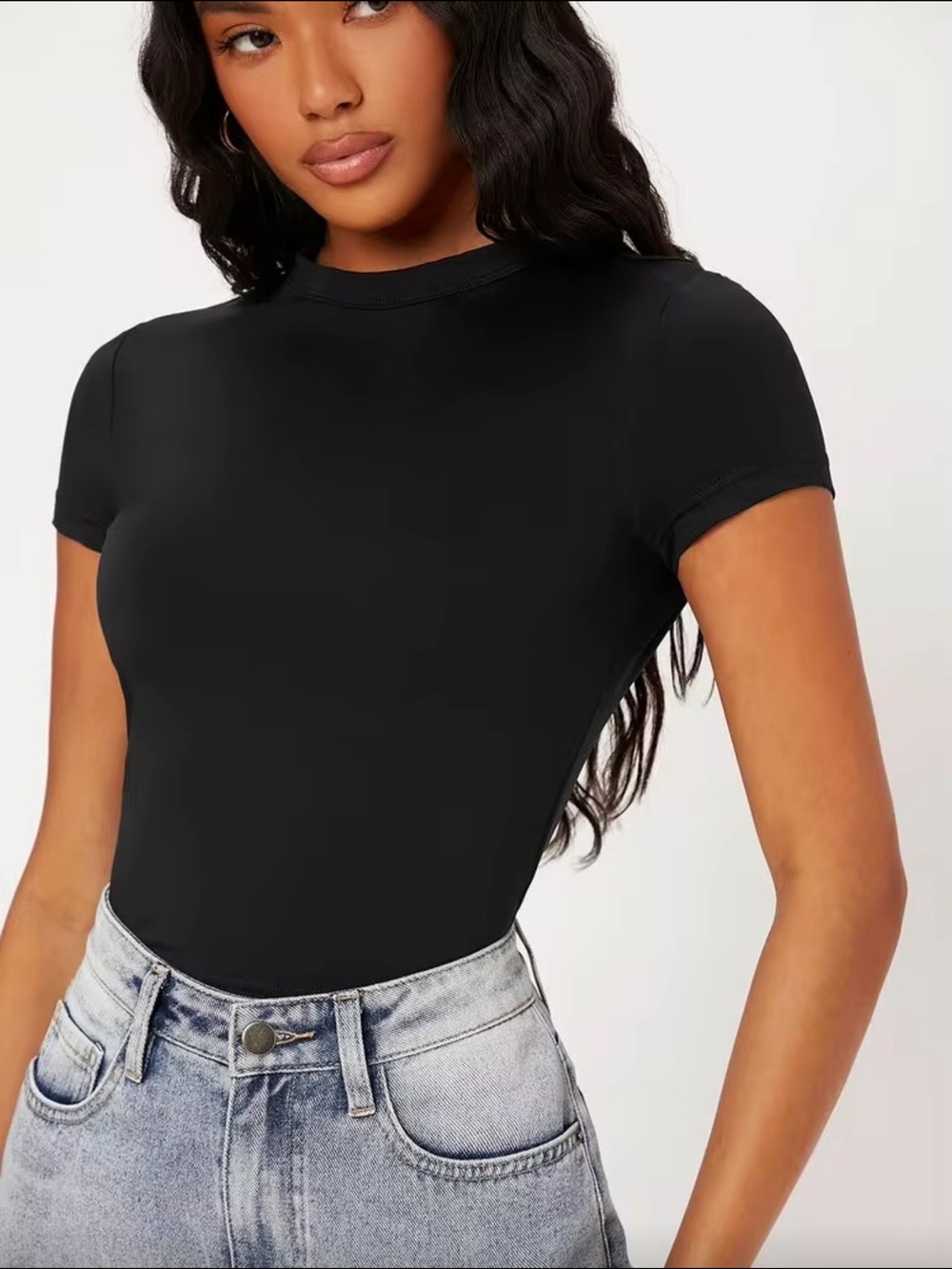 SHEIN Black Short Sleeve Crewneck Tee